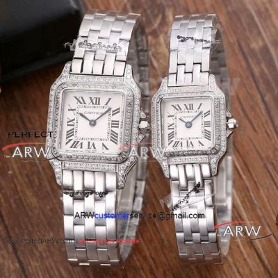 Perfect Replica Cartier Panthere de Diamond Case Watch White Dial